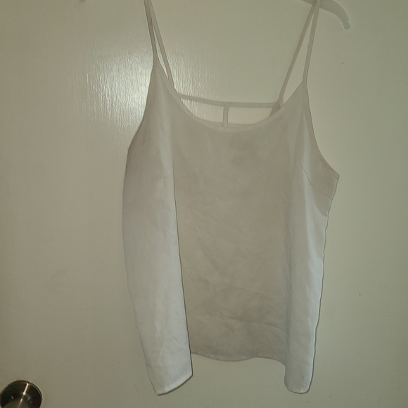 Sheer white Cut Out Back camisole blouse. M spaghetti straps. - Picture 1 of 6